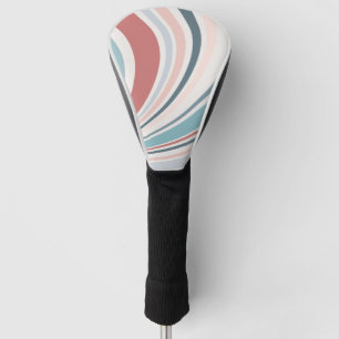 Colourful retro vibes in pink, blue and grey golf head cover