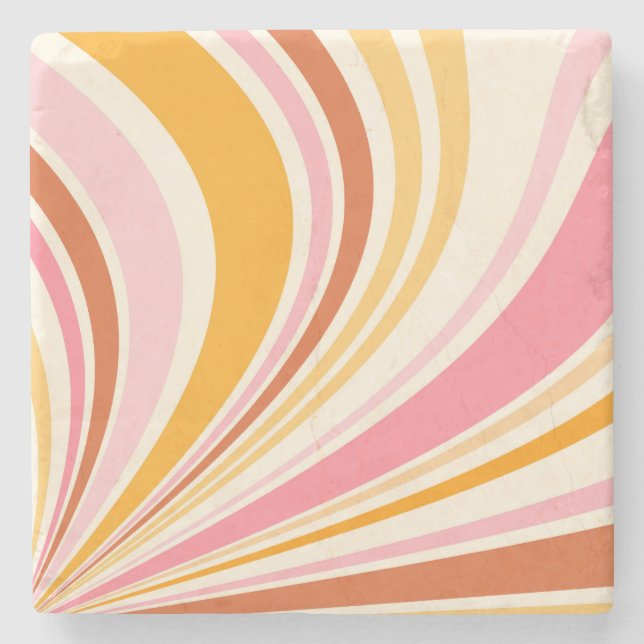 Colourful retro vibes stone coaster (Front)