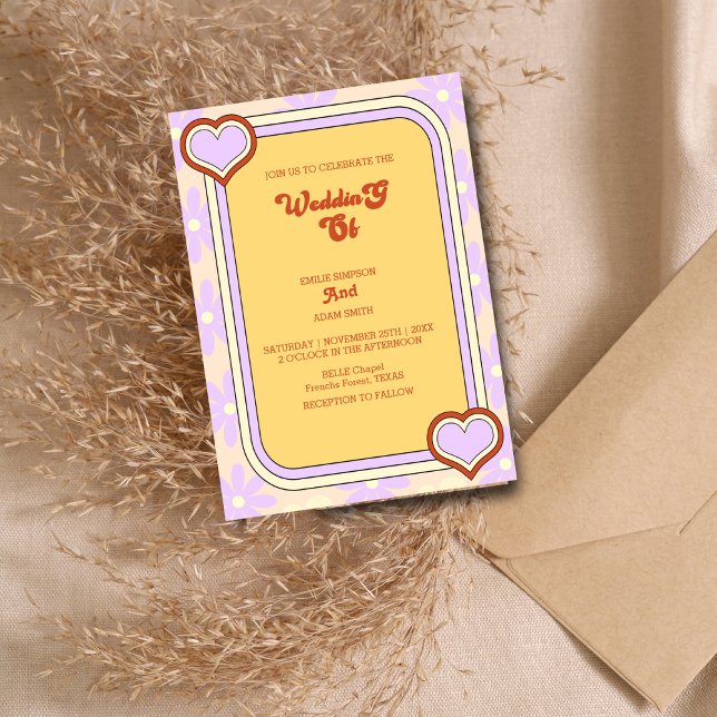 colourful retro vintage 70s wedding invitation (Creator Uploaded)