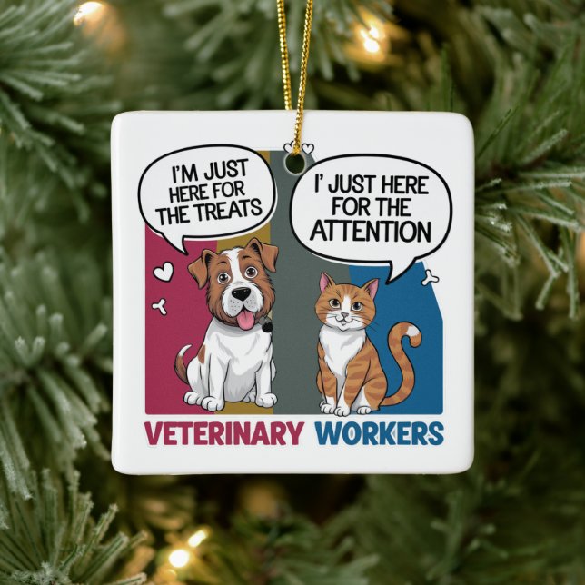 Colourful Retro Vintage Veterinary gift  Ceramic Ornament (Tree)