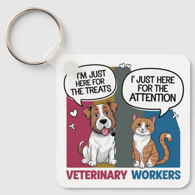 Colourful Retro Vintage Veterinary gift  Key Ring (Front)