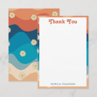 Colourful Retro Waves & Daisies Pattern