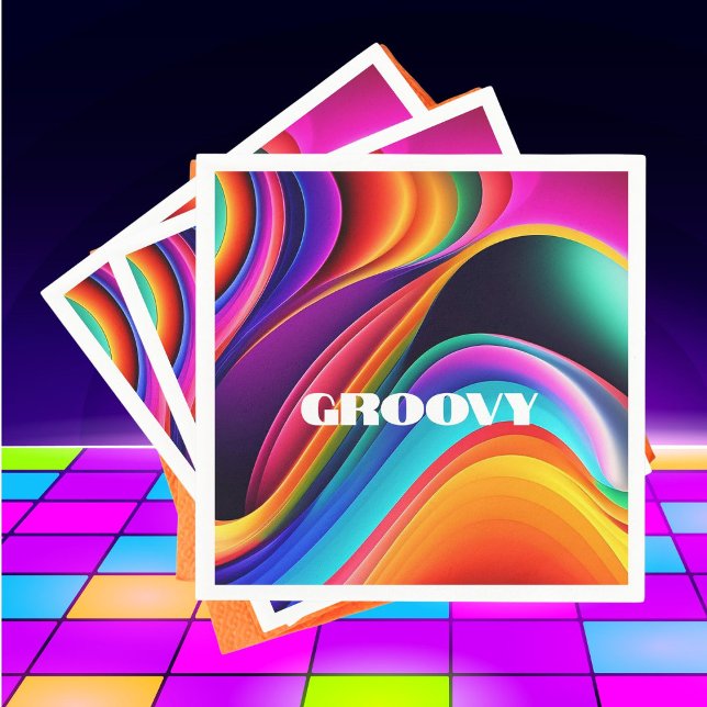 Colourful Retro Waves Groovy Napkin (Creator Uploaded)