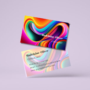 Colourful Retro Waves Modern Business Card