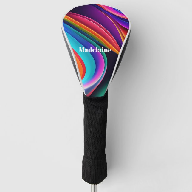 Colourful Retro Waves Personal Golf Head Cover (Front)