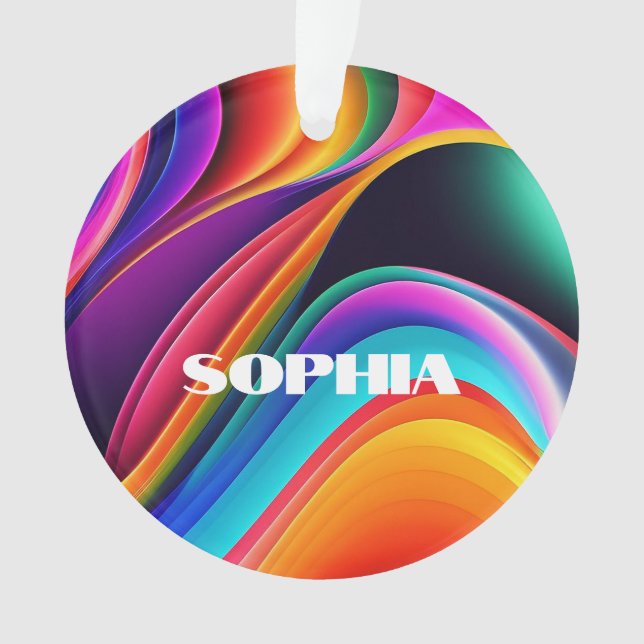 Colourful Retro Waves Personal Ornament (Front)