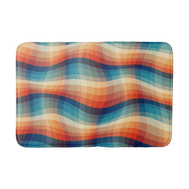 Colourful Retro Waves Vintage Bath Mat (Front)