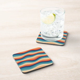 Colourful Retro Waves Vintage Coaster