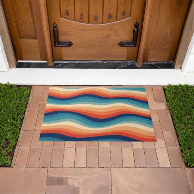 Colourful Retro Waves Vintage Doormat (Outdoor)