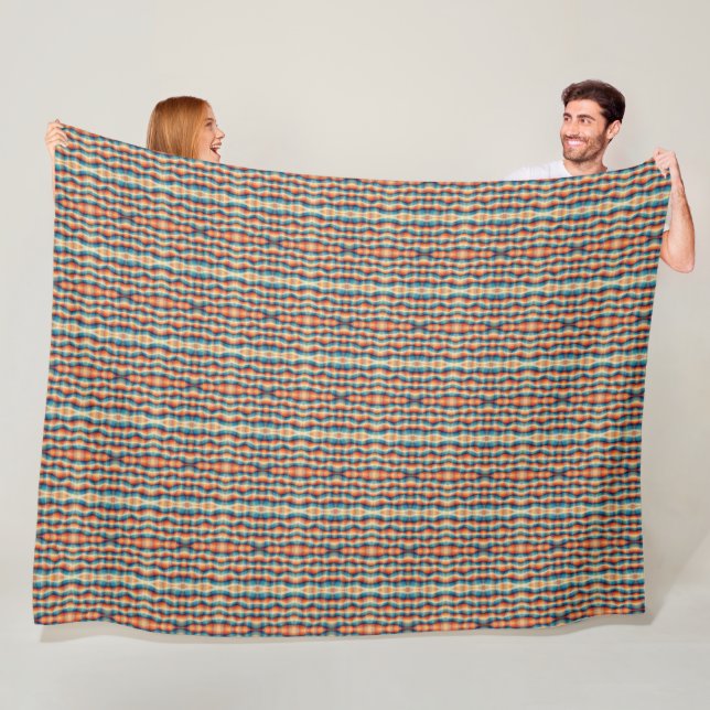 Colourful Retro Waves Vintage Fleece Blanket (In Situ)