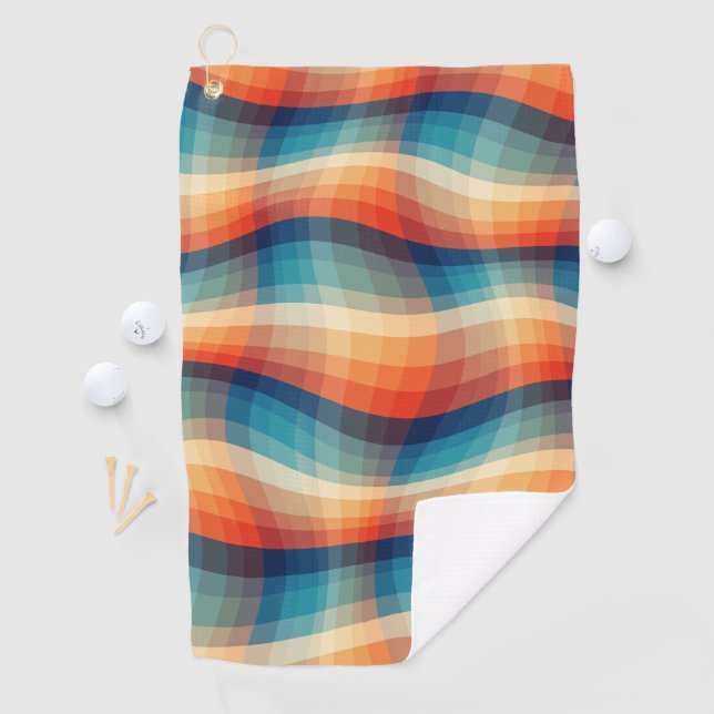 Colourful Retro Waves Vintage Golf Towel (InSitu)