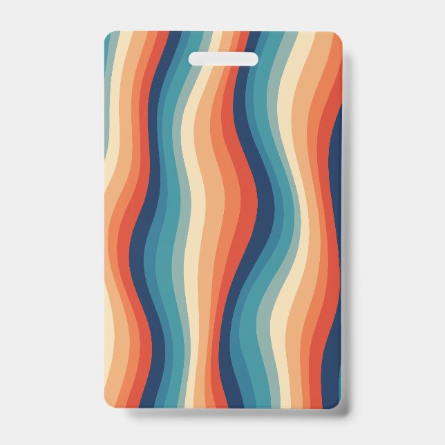 Colourful Retro Waves Vintage ID Badge (Front)