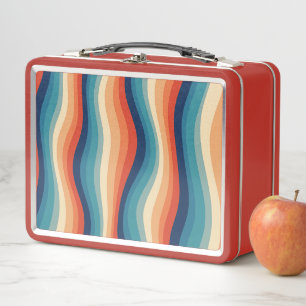 Colourful Retro Waves Vintage Metal Lunch Box