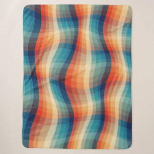 Colourful Retro Waves Vintage Sherpa Blanket
