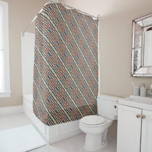 Colourful Retro Waves Vintage Shower Curtain