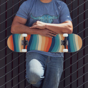 Colourful Retro Waves Vintage Skateboard