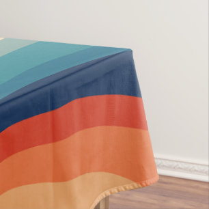 Colourful Retro Waves Vintage Tablecloth