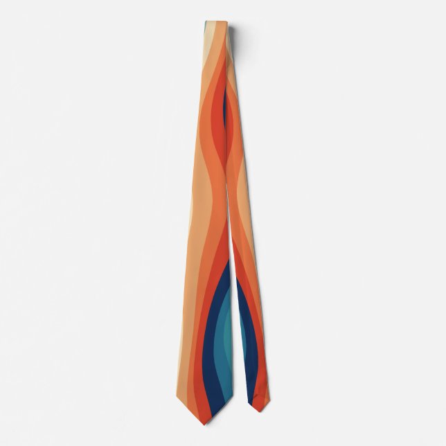 Colourful Retro Waves Vintage Tie (Front)