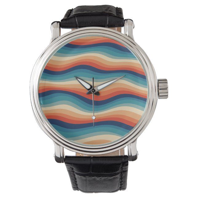 Colourful Retro Waves Vintage Watch (Front)