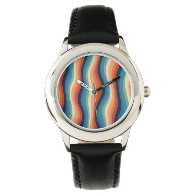 Colourful Retro Waves Vintage Watch (Front)