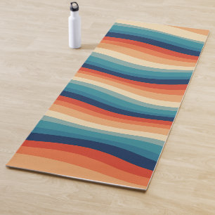 Colourful Retro Waves Vintage Yoga Mat