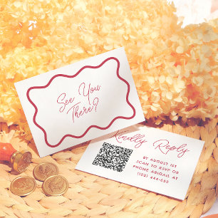 Colourful Retro Wavy Frame QR Code Wedding RSVP Enclosure Card