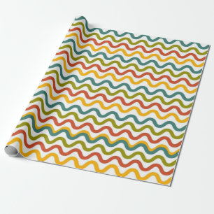 Colourful Retro Wavy Line Pattern Wrapping Paper