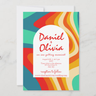 Colourful Retro Wedding Invitation