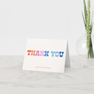 Colourful Retro Western Typography Personalised Thank You Card