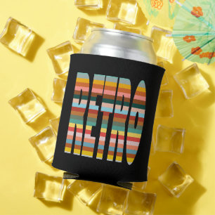Colourful Retro Word Stripes  Can Cooler