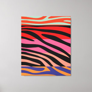 Colourful Retro Zebra Stripe Pattern 8 Canvas Print