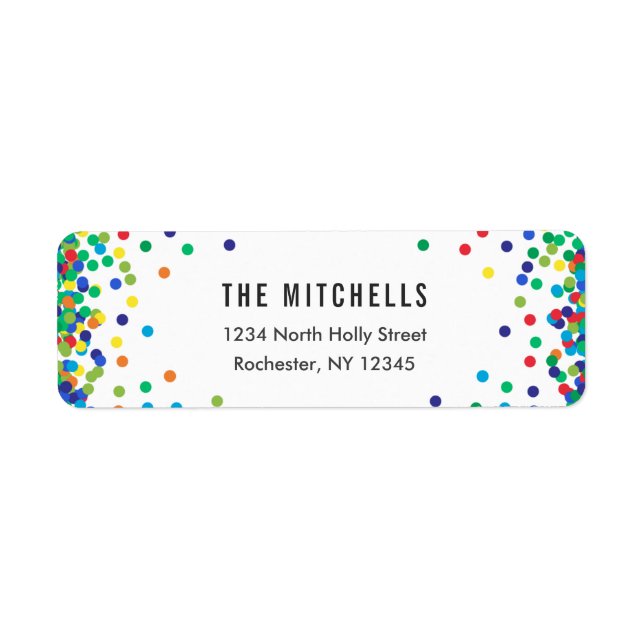 Colourful Return Address Labels | Birthday Party (Front)