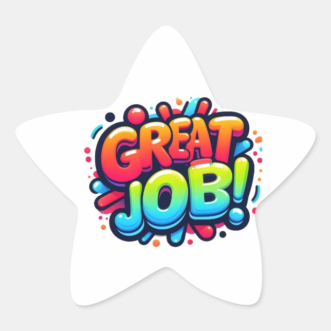 Colourful Reward Great Job! Star Sticker (Front)