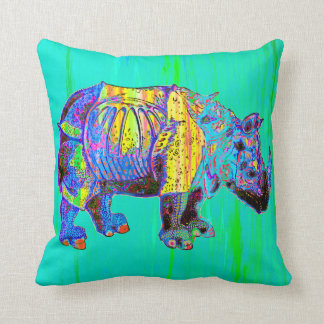 Colourful Rhino Pillow