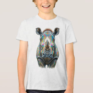 Colourful Rhino Portrait Vibrant Wildlife Tri-Blend Shirt