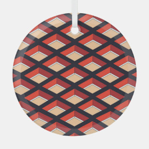 Colourful Rhombus: Vintage Geometric Background Glass Tree Decoration