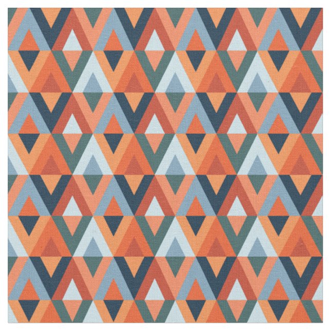 Colourful rhombuses and triangles pattern fabric (Close Up)