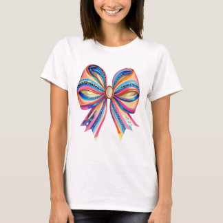 Colourful Ribbon Bow T-Shirt – Elegant and Artisti