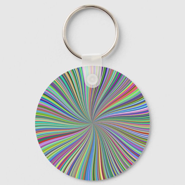 Colourful Ribbon Spiral Swirl Optical Illusion Art Key Ring (Front)