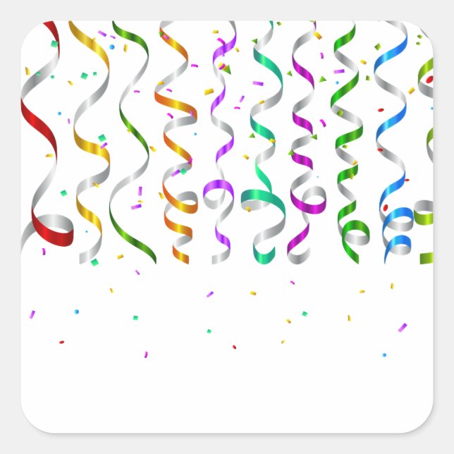 colourful ribbons confetti square sticker (Front)