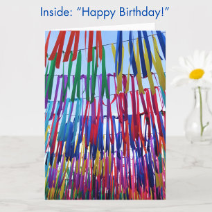 Colourful Ribbons Modern Happy Birthday Card