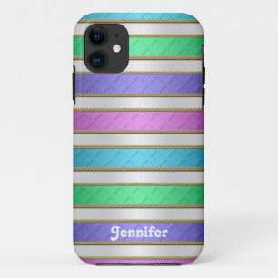 Colourful Ribbons Stripes Personalised Art iPhone 11 Case