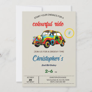 Colourful Ride Birthday Invitation