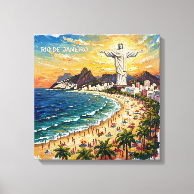 Colourful Rio de Janeiro Beachfront Canvas Print (Front)