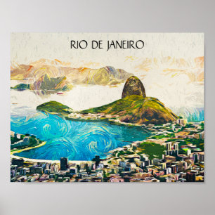 Colourful Rio de Janeiro Brazil City Painting Poster