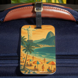 Colourful Rio de Janeiro Brazil Copacabana Beach Luggage Tag