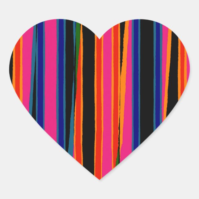 Colourful ripped paper pattern heart sticker (Front)