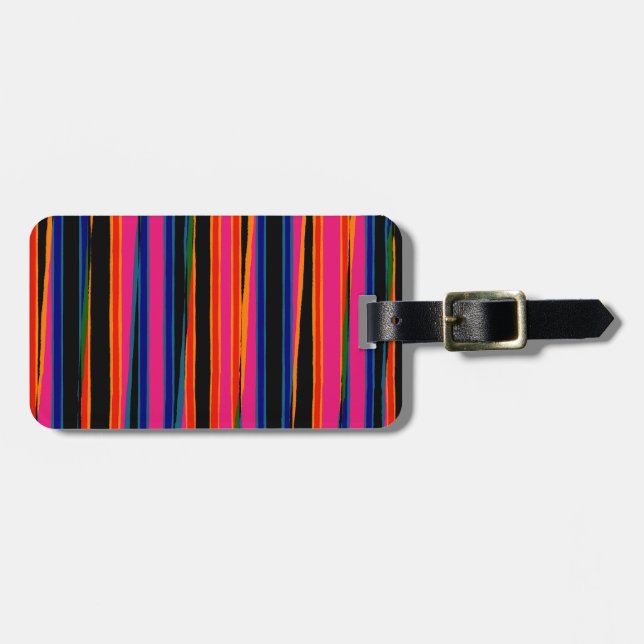 Colourful ripped paper pattern luggage tag (Front Horizontal)
