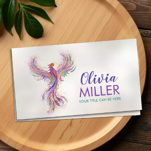 Colourful Rising Phoenix Bird Business Card