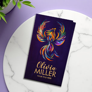 Colourful Rising Phoenix Bird Business Card